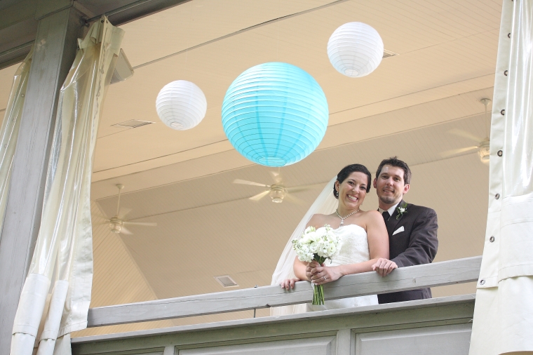 paper lanterns outdoor relaxed wedding